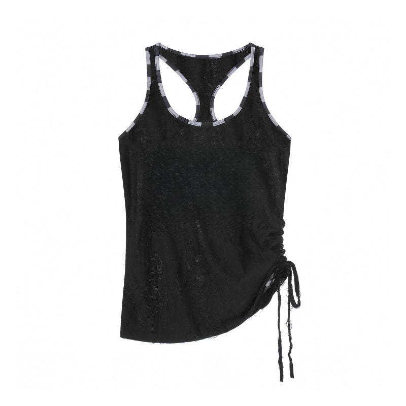 Black Side Drawstring Tank Top