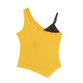Yellow Tank Top with Leopard Print Lining