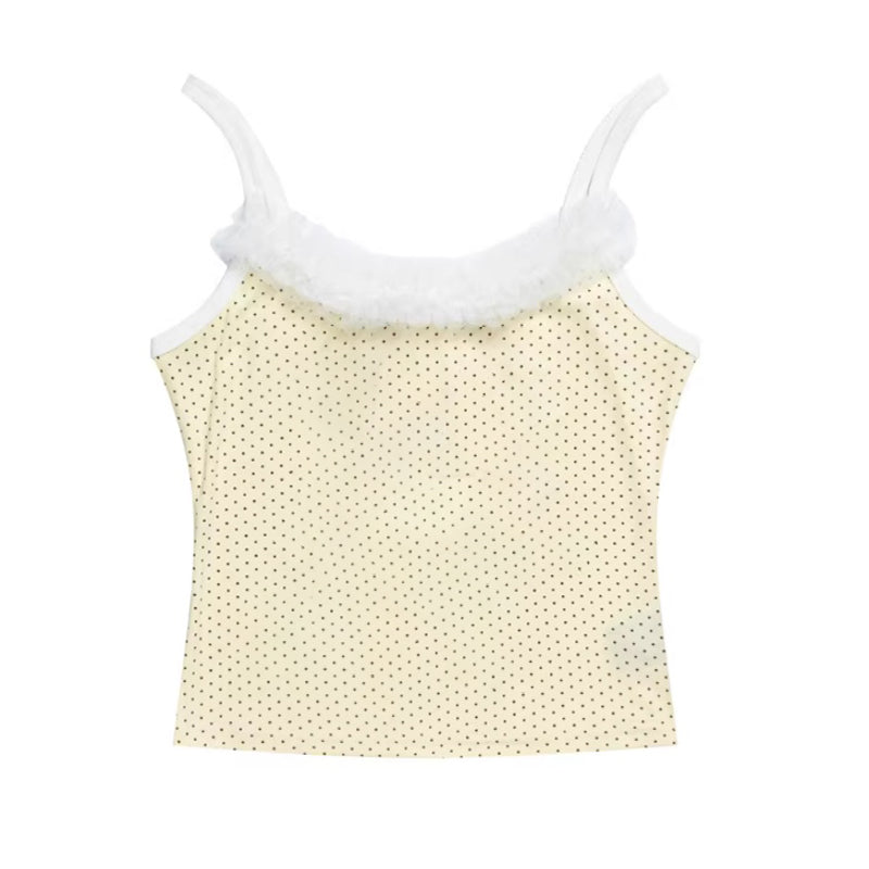 Yellow Polka Dot Fashion Camisole Tank Top