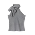 Tie-Back Halter Neck Grey Tank Top