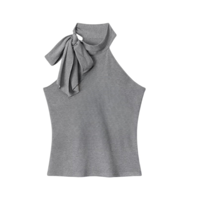 Tie-Back Halter Neck Grey Tank Top