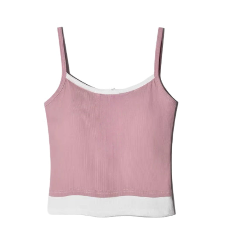 Casual Color-Block Cropped Tank Top