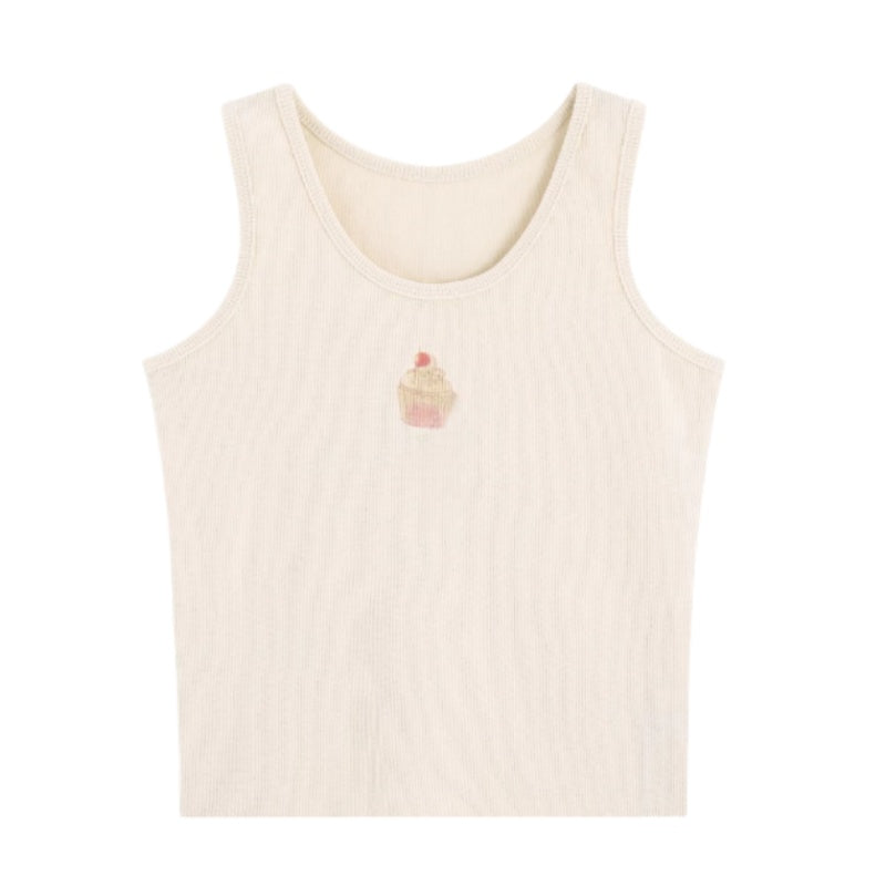 Knitted Cake Print Tank Top