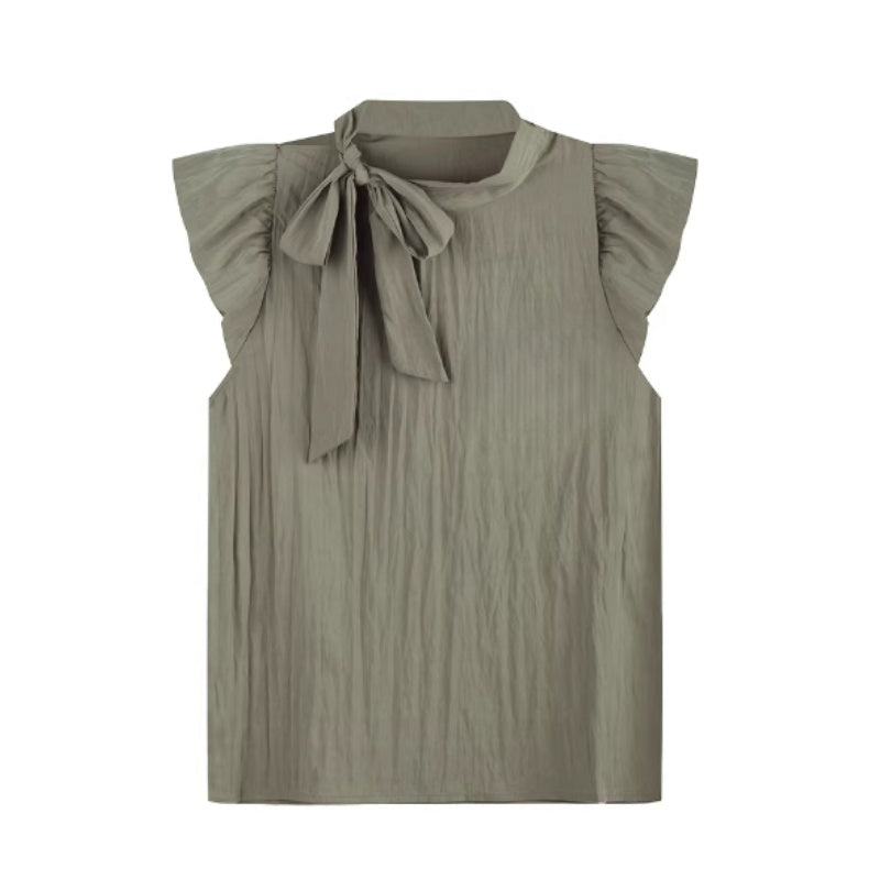 Lace-Up Neckline Dark Green Tank Top