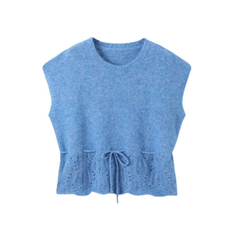 Chic Blue Knitted Loose-Fit Tank Top