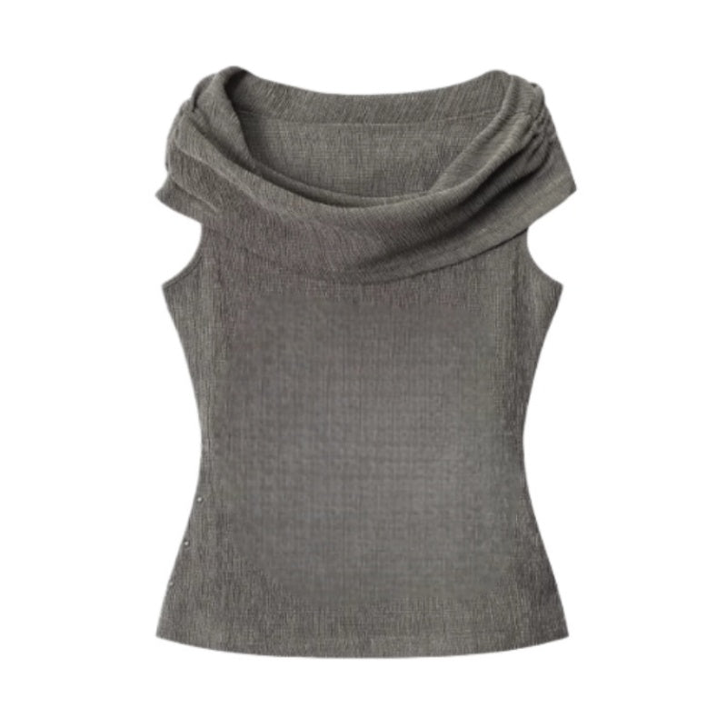 Dark Grey Fitted Cropped Sleeveless Tank Top
